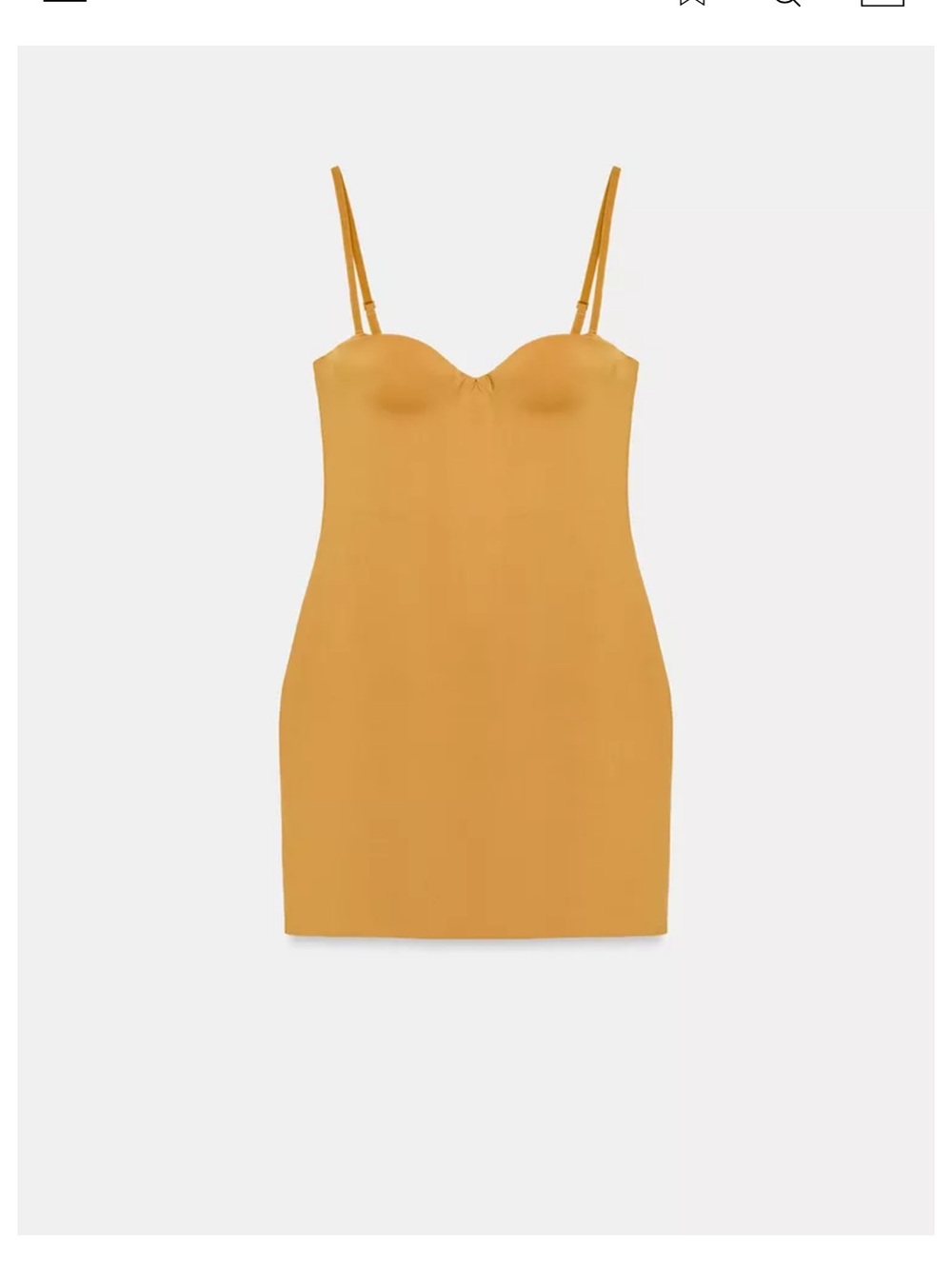 Zara Mustard Mini Slip Dress with Adjustable Spaghetti Straps